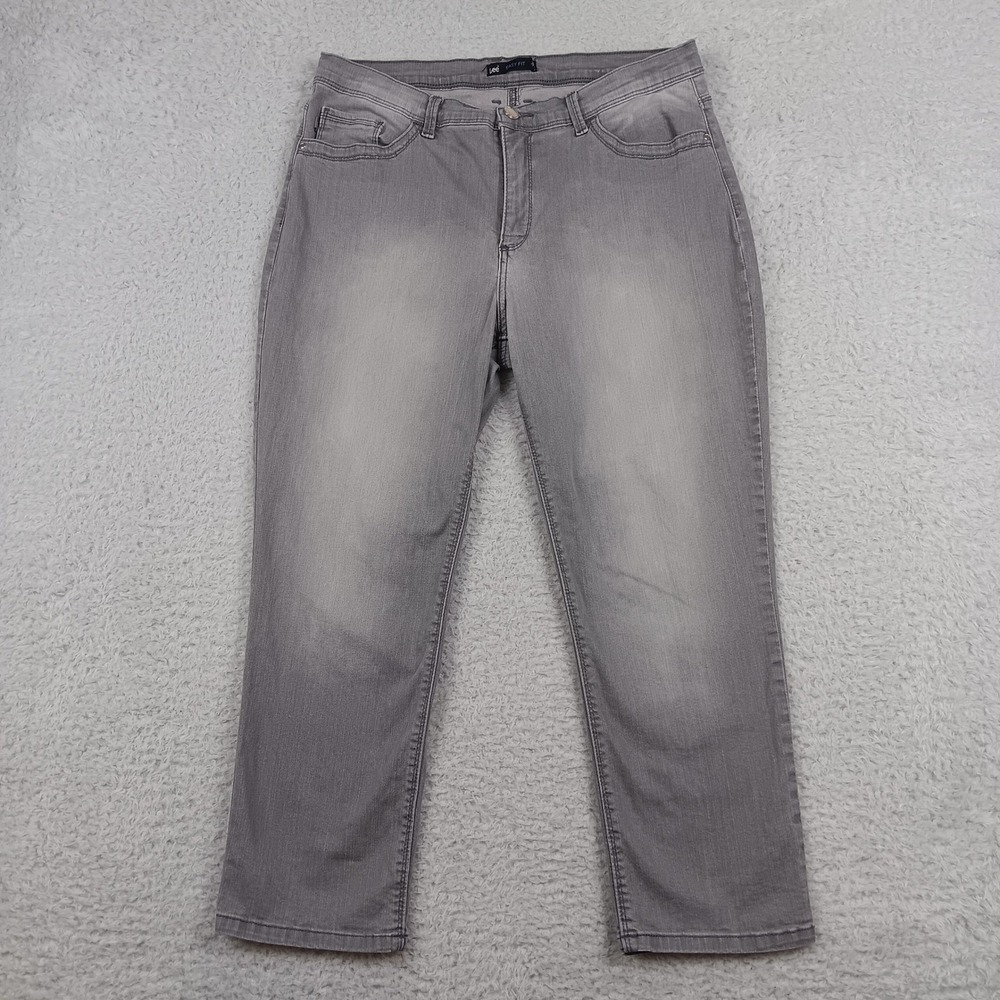 Lee Jeans Easy Fit Women 12 Grey Cropped Stretch Denim 3379012